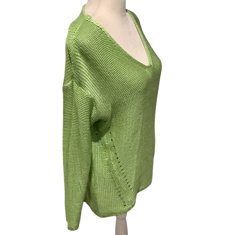 RDI Women’s Lime Oversized V-Neck Sweater Hi Lo Hem.  WORN ONCE